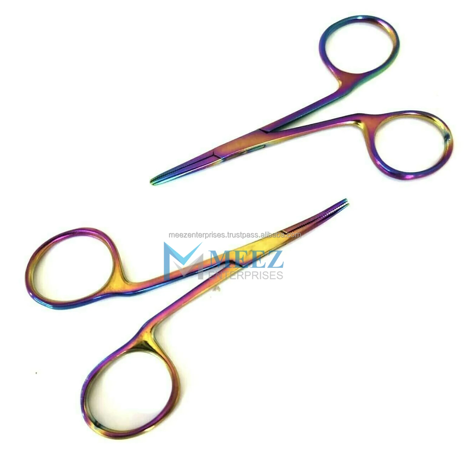 5" Curved Mosquito Hemostat Forceps Locking Clamps Pink Color Stainless