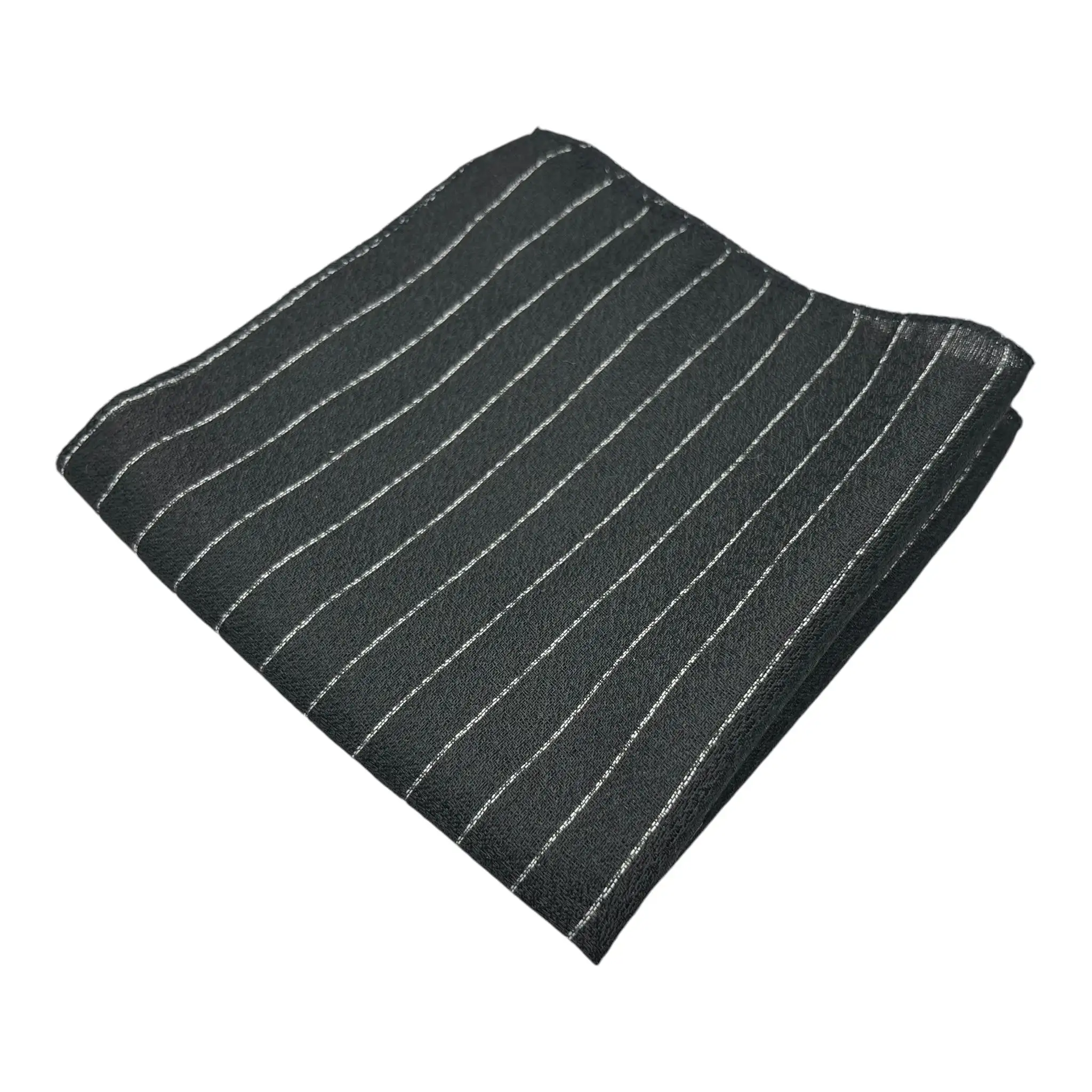 Tie Benon Elegant Men's Blue & Black Silk Pin Stripe Tie and Pocket Square Gift Combo