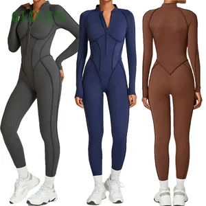 Autumn Winter One Piece Fitness Yoga Long Sleeve Bodysuit Nude Yoga Jumpsuits Gym Fitness BodySuit Workout Clothes