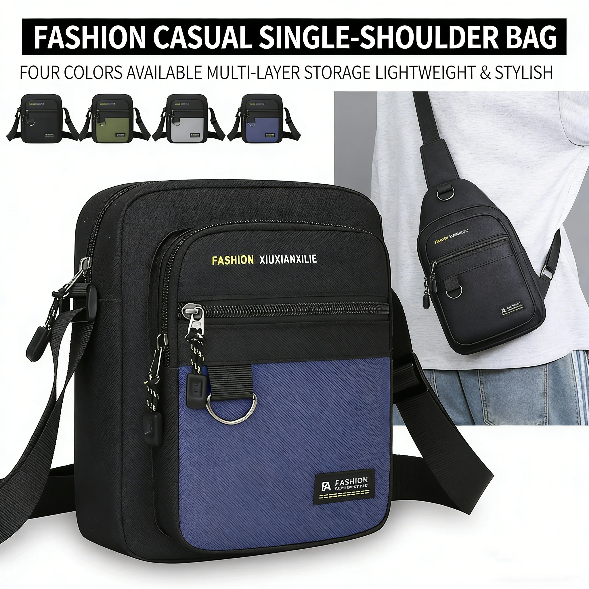 Custom Men's Minimalist Chest Waterproof Outdoor Backpack Geometric Patterned Sling Unisex Softback Compatible Shoulder Bag