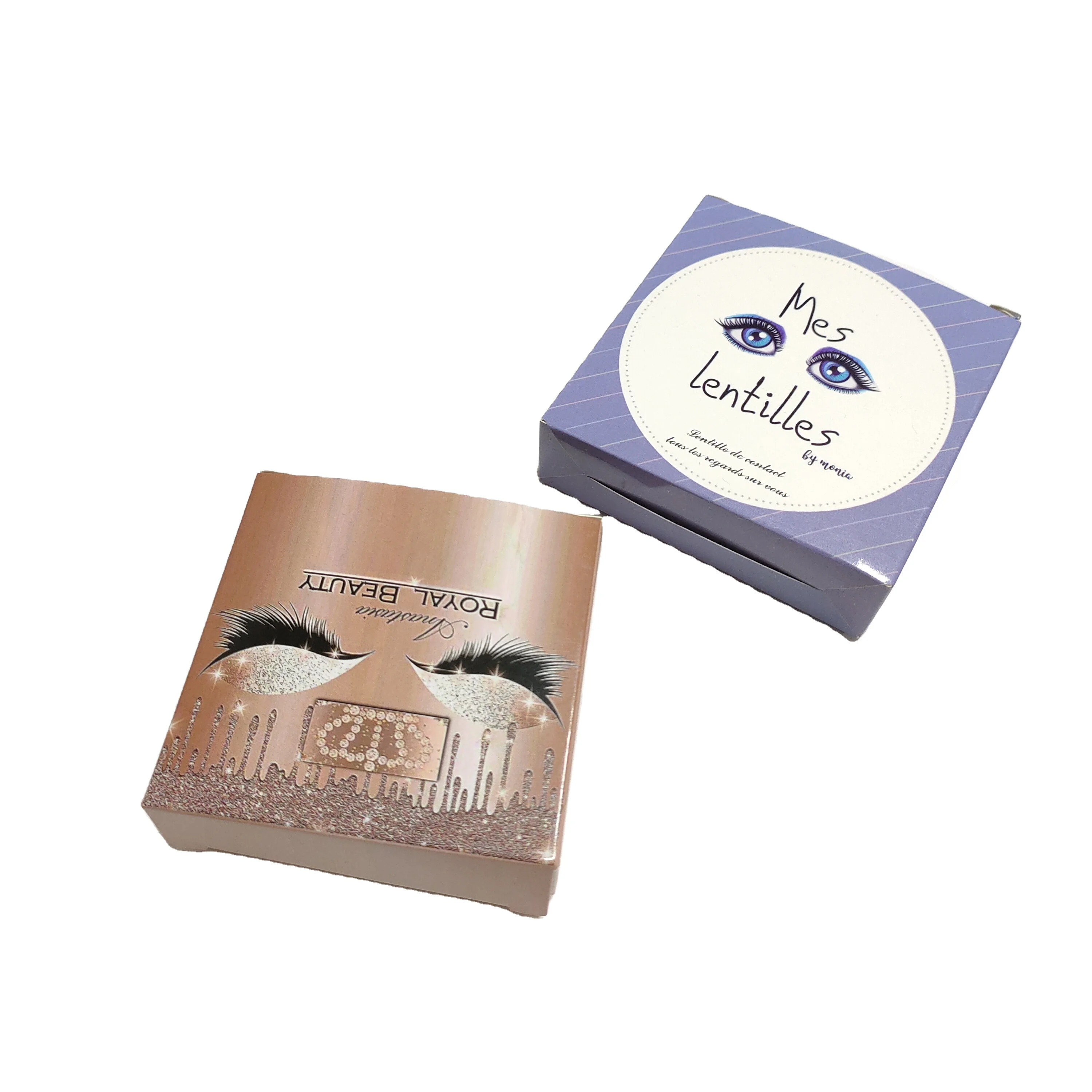 Lens Box Customized with Company logo for 1 Pair Contact Lenses Packaging Paper Box with Labels