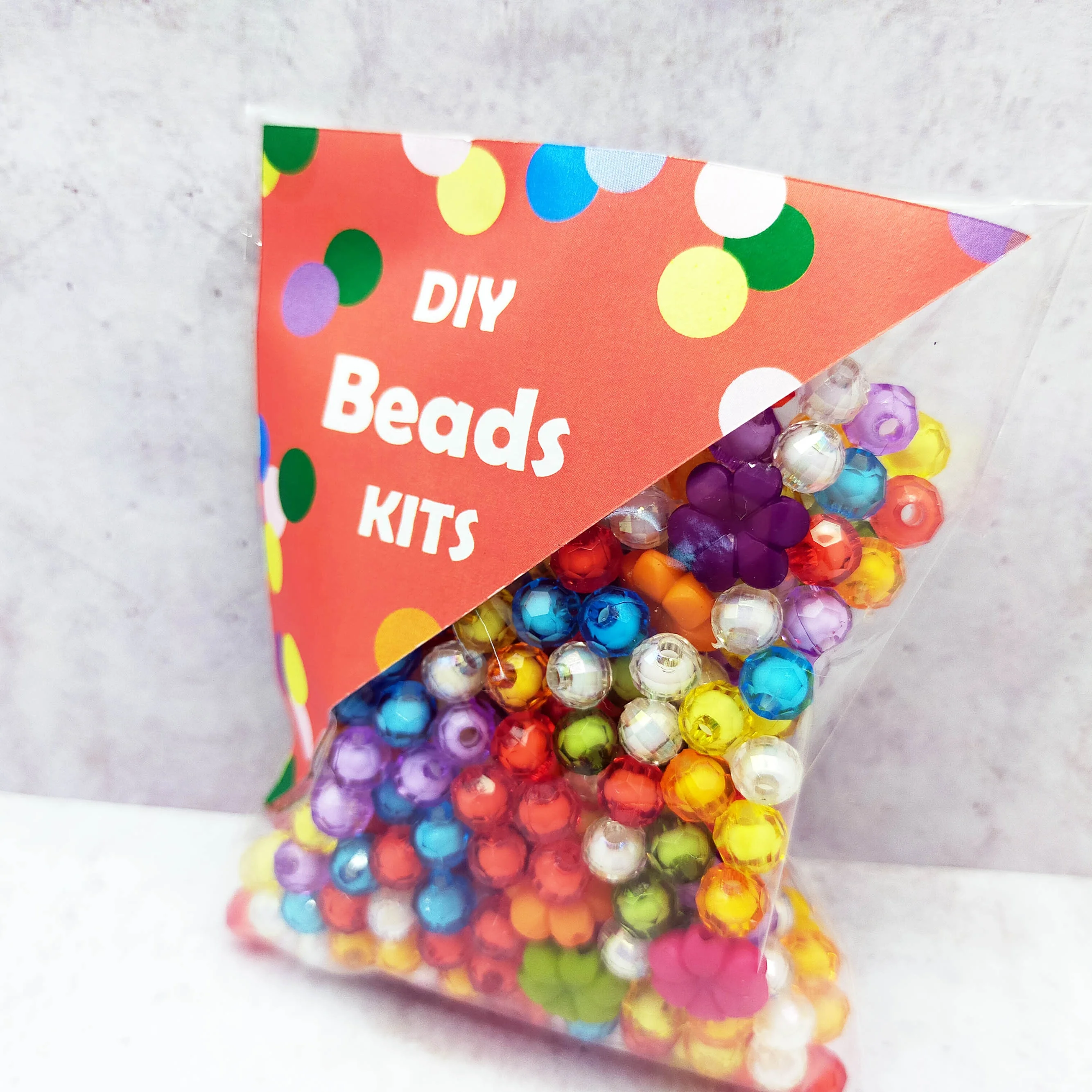 Colorful Rainbow Fancy Bead in Bead DIY Kit With Flower Beads