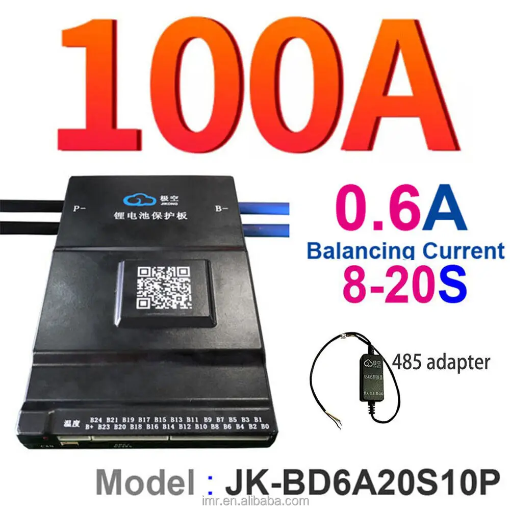 JKBMS BD6A20S 200A Lifepo4 Smart Bms Active Balancer 0.6A Li-Ion LTO Battery Jikong Bms 8s 10s 14s 16s 20s Bms  APP BT/RS485*