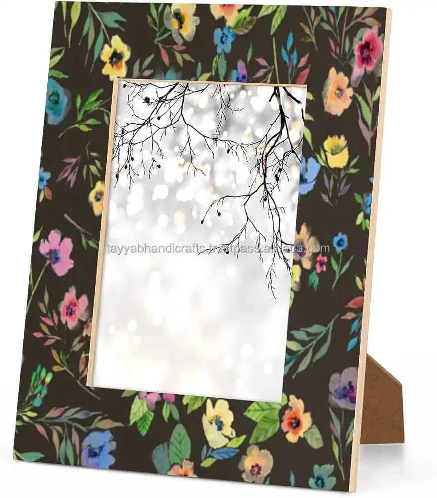 Resin Sunflower Pattern Picture Frame Wood Photo Frame Wall Mounting and Tabletop Display Frame