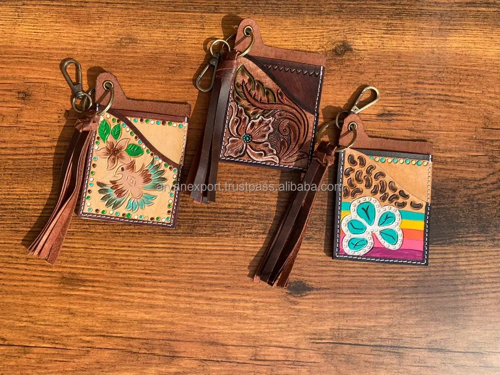 New Arrival Real Floral Tooled Leather Atm Card Holder Cases Stylish ...