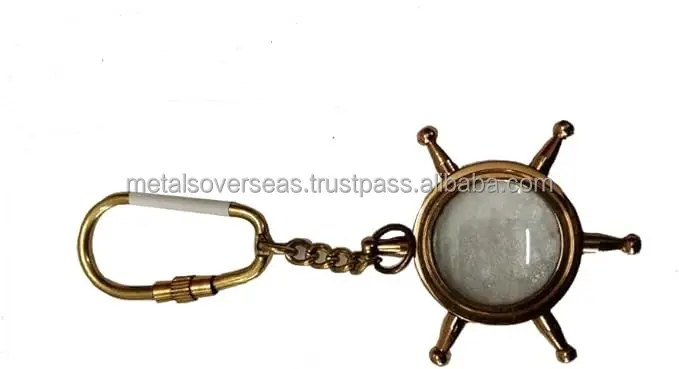 Nautical Wheel Steering Magnifying Glass Keychain, Ship Wheel Maritime Keyring Novelty Decorative Accessory