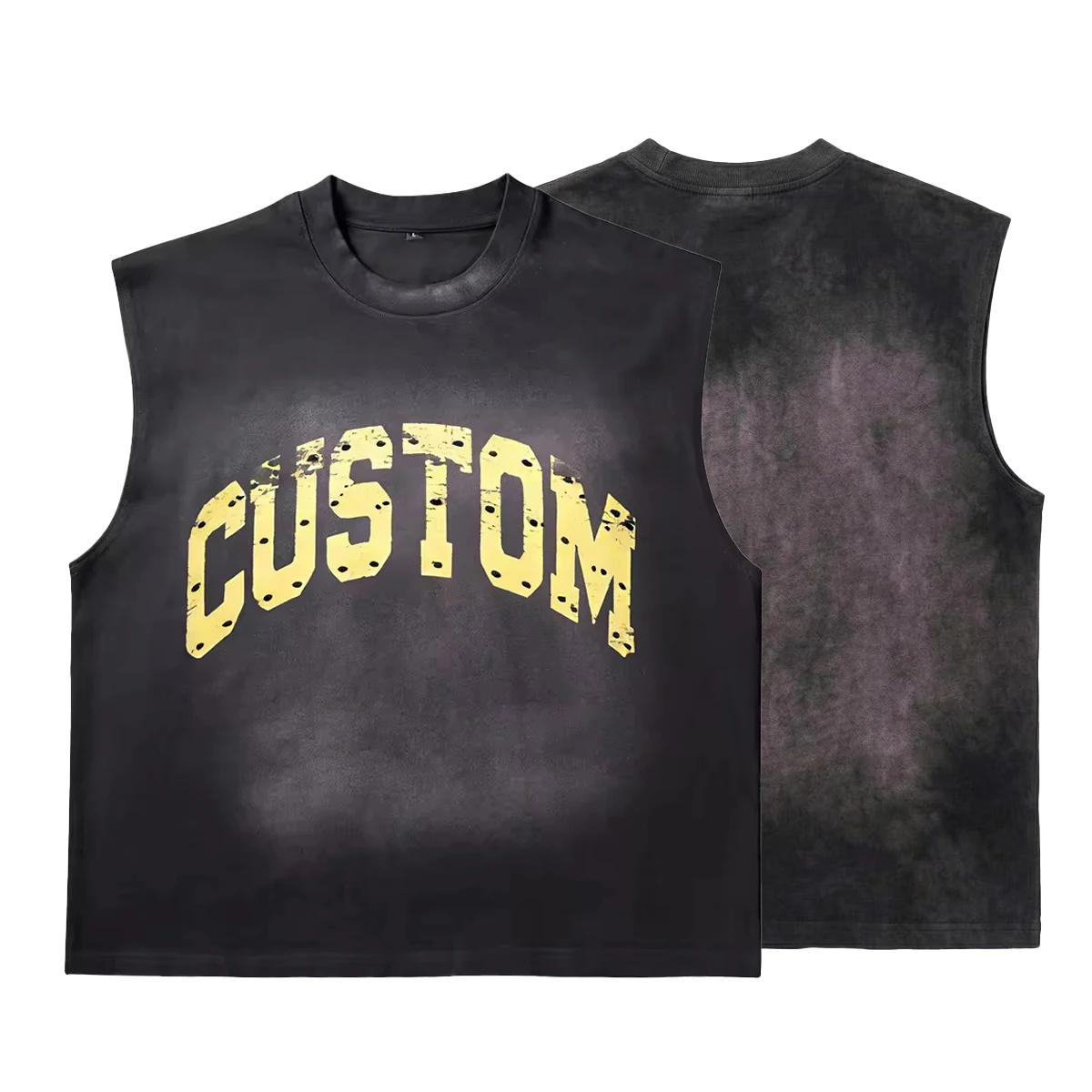 Glory Custom Screen Print Sun Fade Crew Neck Oversized Tank Top Premium Quality 100% Cotton Trendy Graphic Tank Top For Men