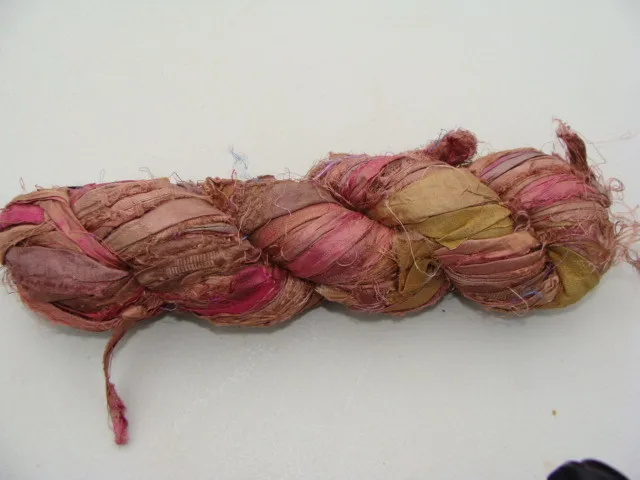 Recycled Sari Silk Yarn in Multicolor Per kg for Knitting Embroidery Weaving Art Crafts