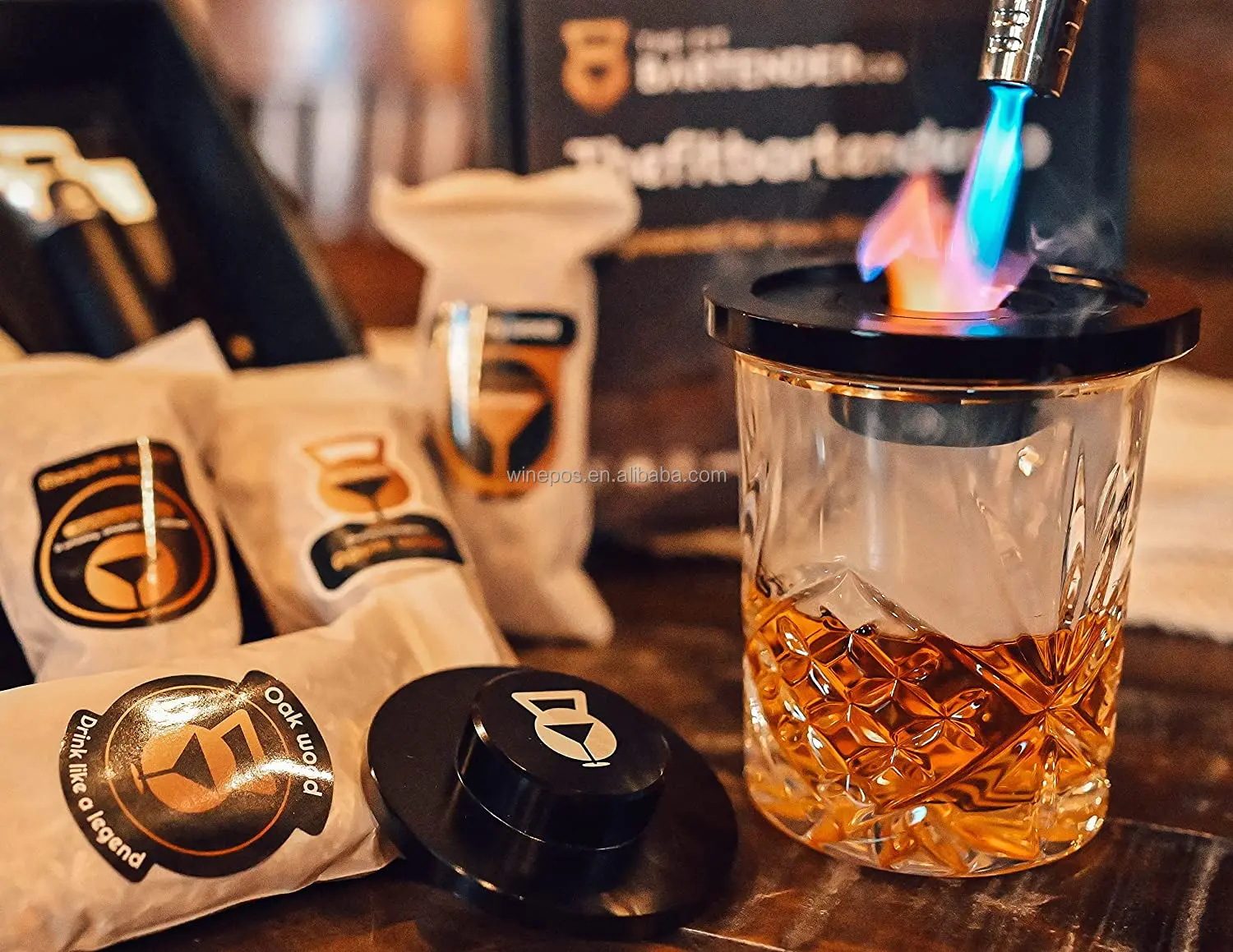 Metal Cocktail Smoker Kit With Torch Includes Four Flavored Woodchips