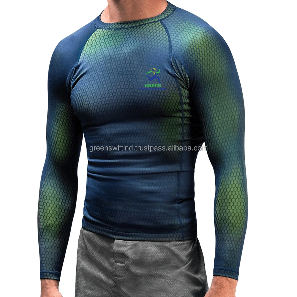 Custom Short Sleeve Surf Logo Mma Bjj Compression Shirt Sublimated Jiu