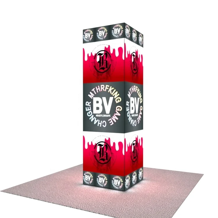 10ft Quick Assemble Trade Show Tower Tension Fabric Square Column with Modular LED Backlit Advertising Exhibition Pillar Display