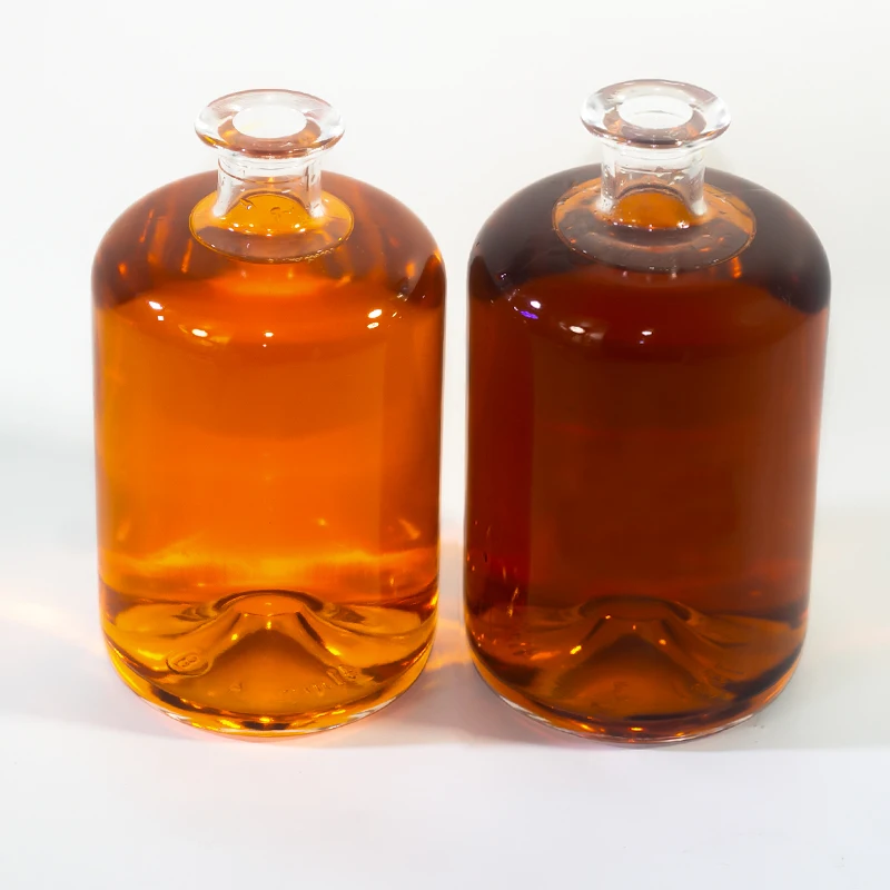 700ml Bottom Recessed Transparent Thick Round Glass Bottle With High Concave Bottom
