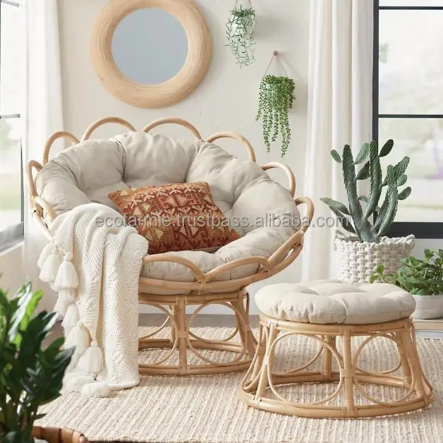 Wholesale Wicker Papasan Outdoor Lounge Relaxing Chair Natural Rattan