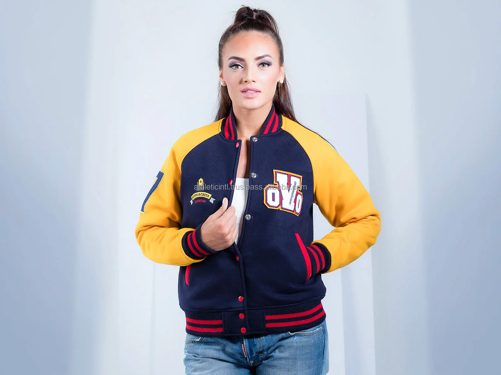 NFL Varsity Jacket for Women Football Girlfriend Custom Denim 