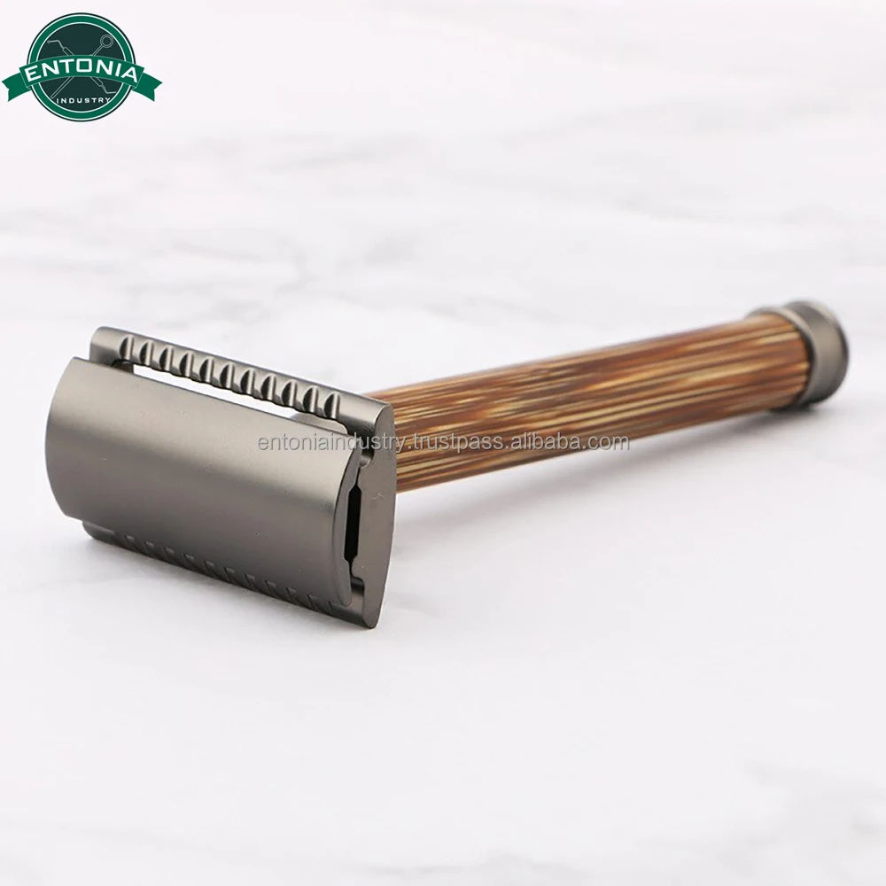 Wood Grain Bamboo Handle Razor For Men Or Women,Double Edge Safety