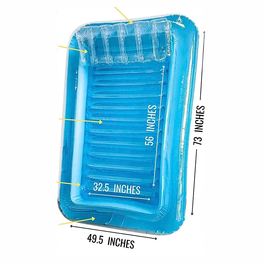 Custom PVC Inflatable Tanning Pool Sun SPA Double Paddling Pool Float for Adult Inflatable Loungers With Pillow