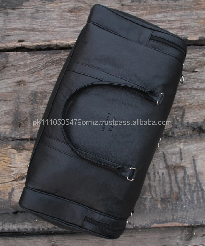 Luxury Black Leather Travel Duffle Bag Original Cow Leather Weekender