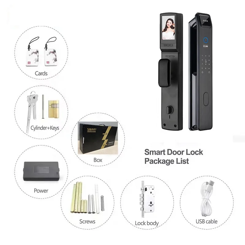 Security 3D Face Recognition Fingerprint LockTop Wifi Camera Digital Locks Nfc Card Key Rfid Code Smart Door Lock XF09