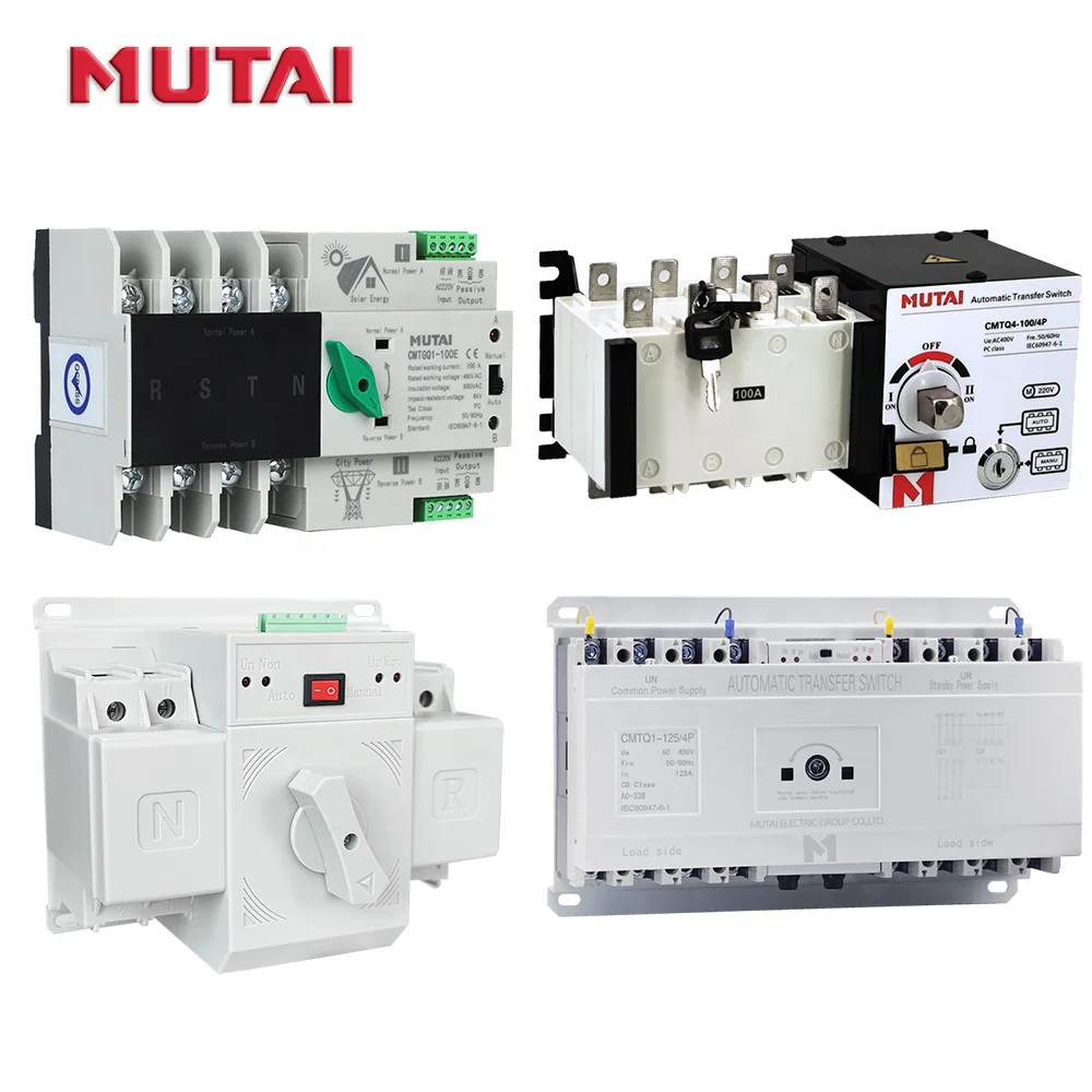 MUTAI Factory PC Class 100A ATSE 4P 3 Phase Dual Power Automatic Transfer Changeover Switch 100 Amp ATS 80A 400V 220V