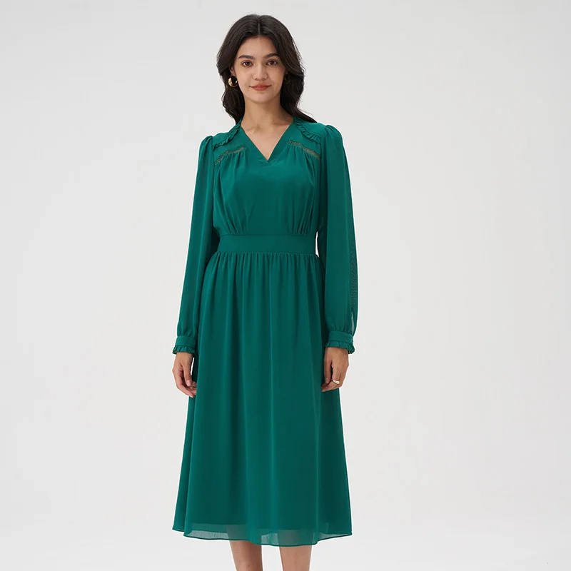 princess polly baby blue dress Elegant Emerald Green A-Line Fall Midi Dress for Women | Casual Boho Style  with Pockets