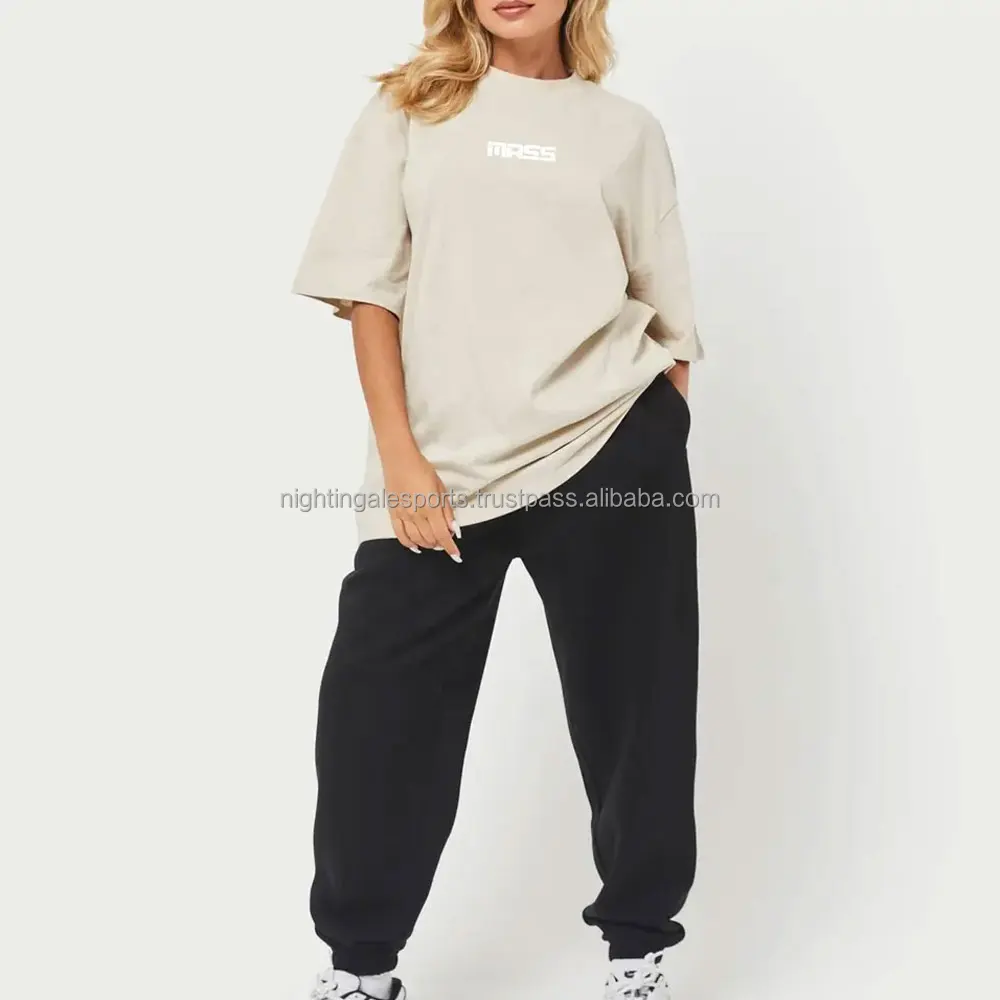 Custom Logo Women Short Sleeve Drop Shoulder Printing Heavy Weight