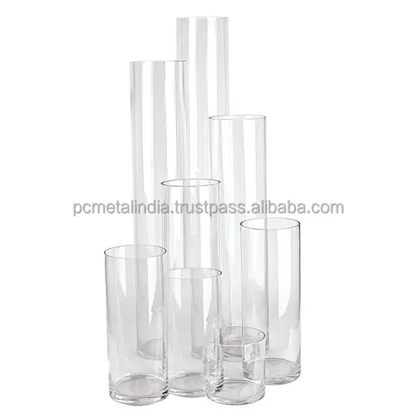 Clear Tall Cylinder Glass Floor Vase For Home Decor Crystal Vases For Flower Vase Set 3 Thin