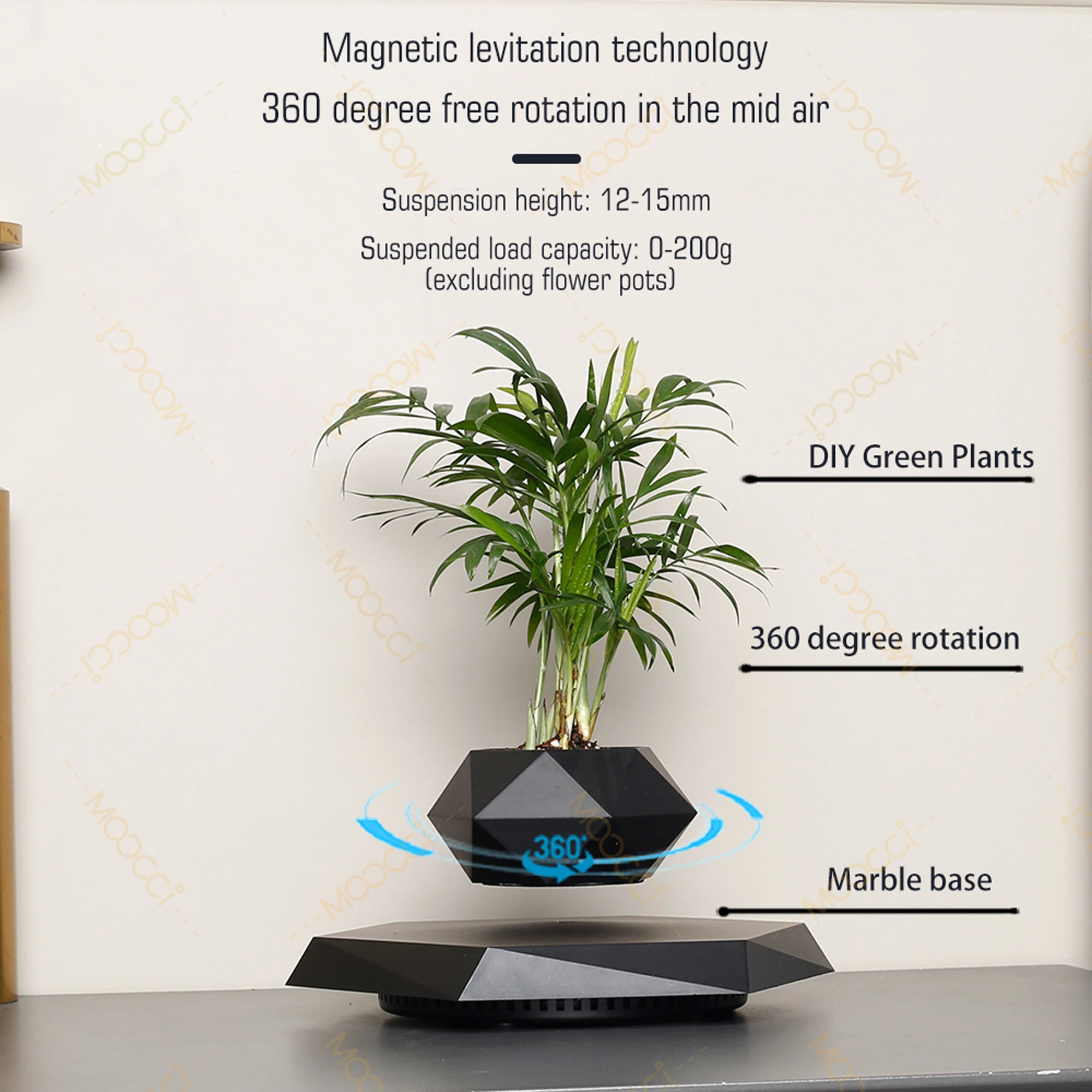 High Quality Personalized Magnetic Floating Levitating Modern Smart Gargen  Indoor Decoration Succulents Flower Plant Pot