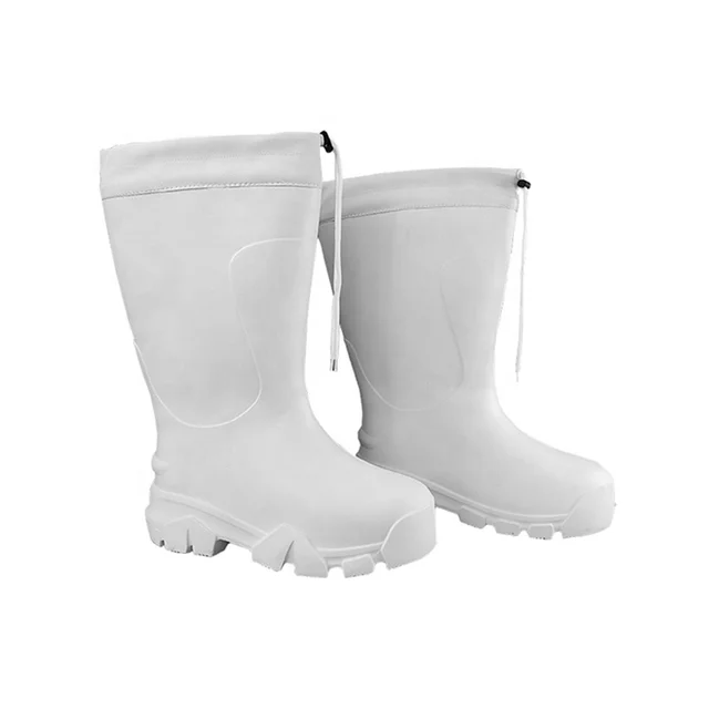 Factory Customized Snow Shoes Botas De Lluvia Food Hygiene Deck Weak Alkali And Acid Cotton Fabric White Working EVA Gumboots