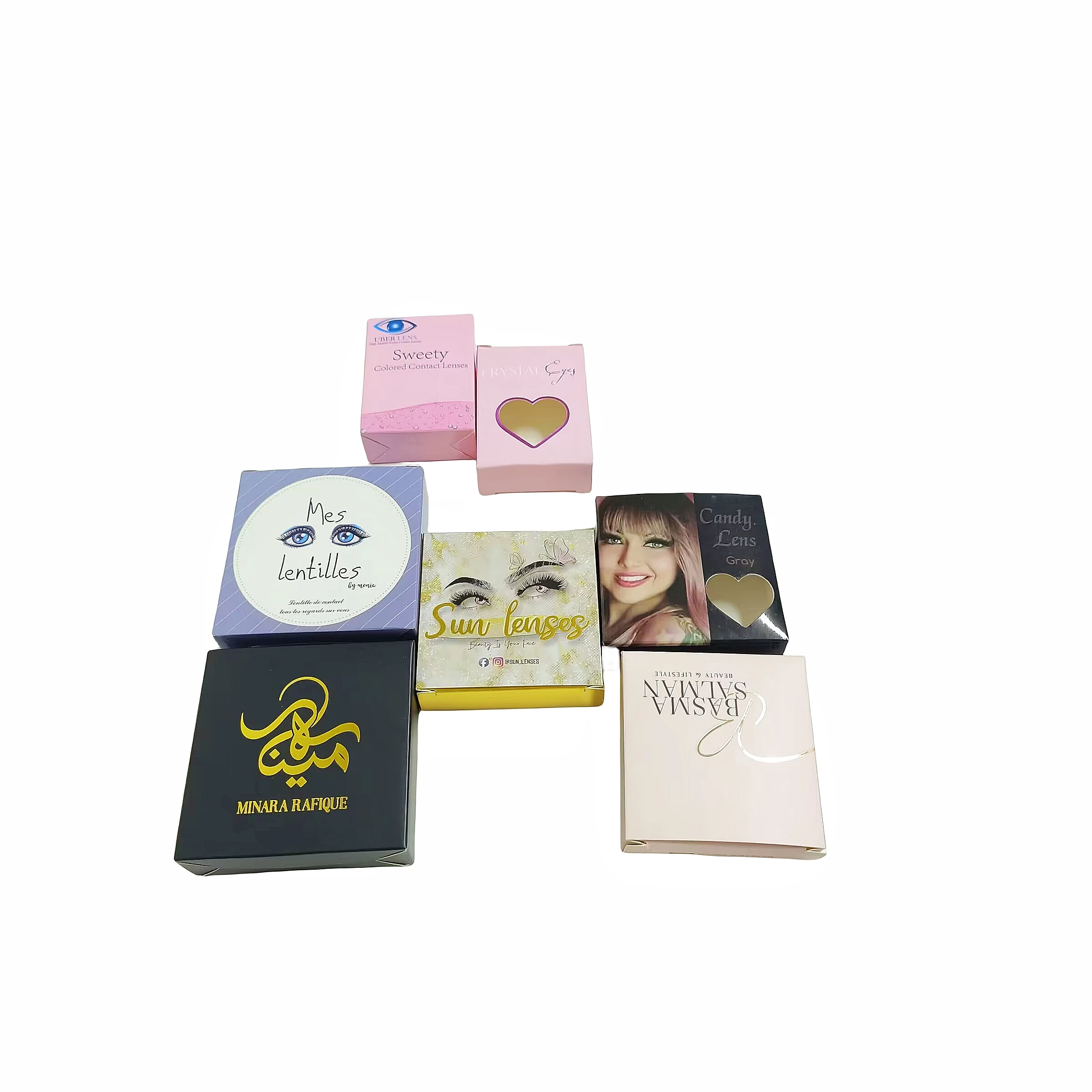 Lens Box Customized with Company logo for 1 Pair Contact Lenses Packaging Paper Box with Labels