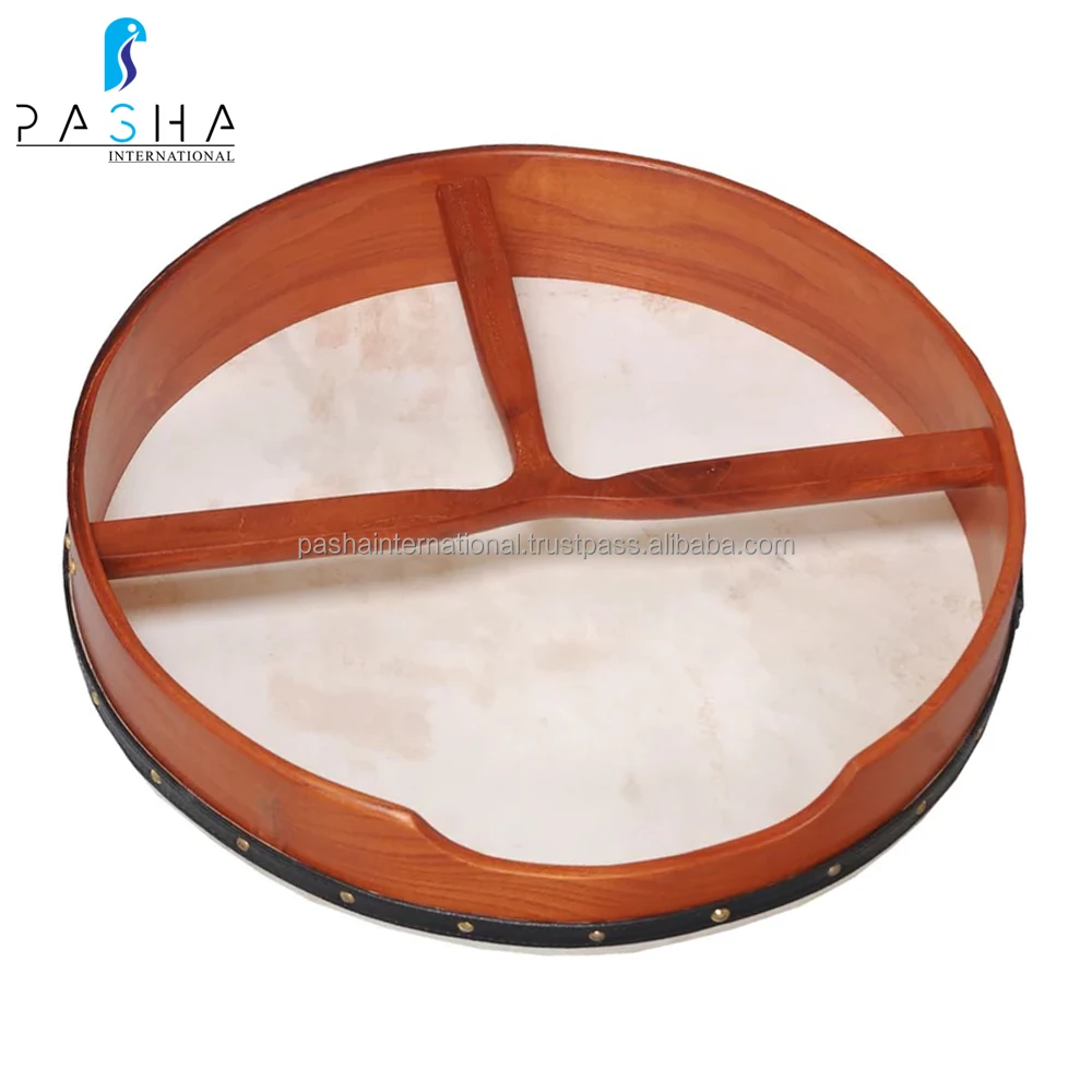 Hand Drum With Beater Percussion Wooden Goat Skin Head Drum Musical