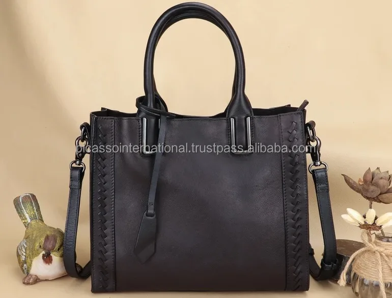 Latest Collection Arrival Unique Design High Cotton Fitting Zipper Closure Type Genuine Leather Tote Handbag for Women's Gift