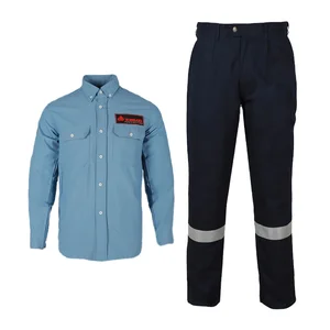 Men Industrial 12Cal Work Uniform FR Clothing Flame Resistant Fireproof Welding Shirts FR Shirt and Pants