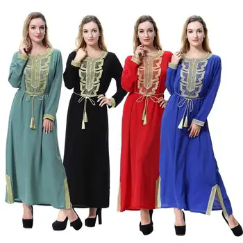 2024 Spring Clothes Plus Size Women's Cotton Linen Long Sleeve Fashion Loose Casual Floral Long Dress Women for Muslims