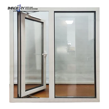 Imagery European design UPVC windows double glazing swing PVC casement window with mosiqito net