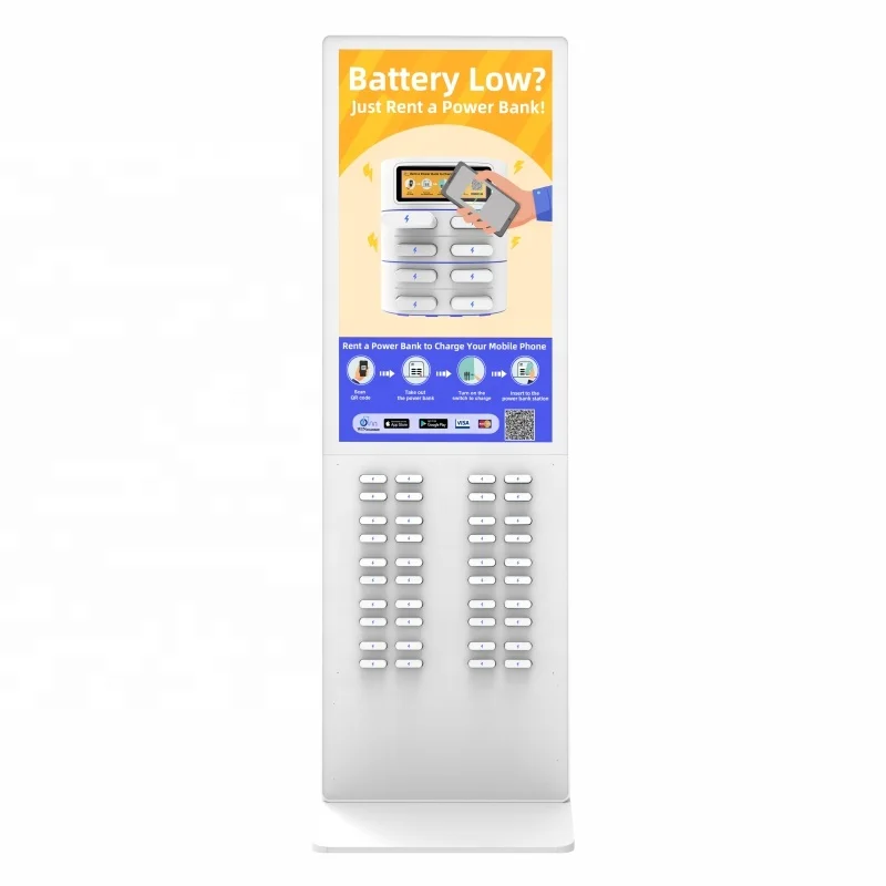 48 Port Shared Charging Station Power Bank Advertising Screen Powerbank Station
