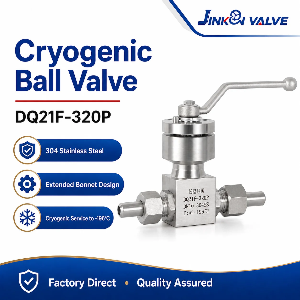 DQ21F 320P 304 Stainless Steel Extended Bonnet LNG Liquid Nitrogen Welded High Pressure Industrial Shut Off Cryogenic Ball Valve