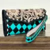 Turquoise & Black Checkered
