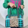 Turquoise & Black Checkered