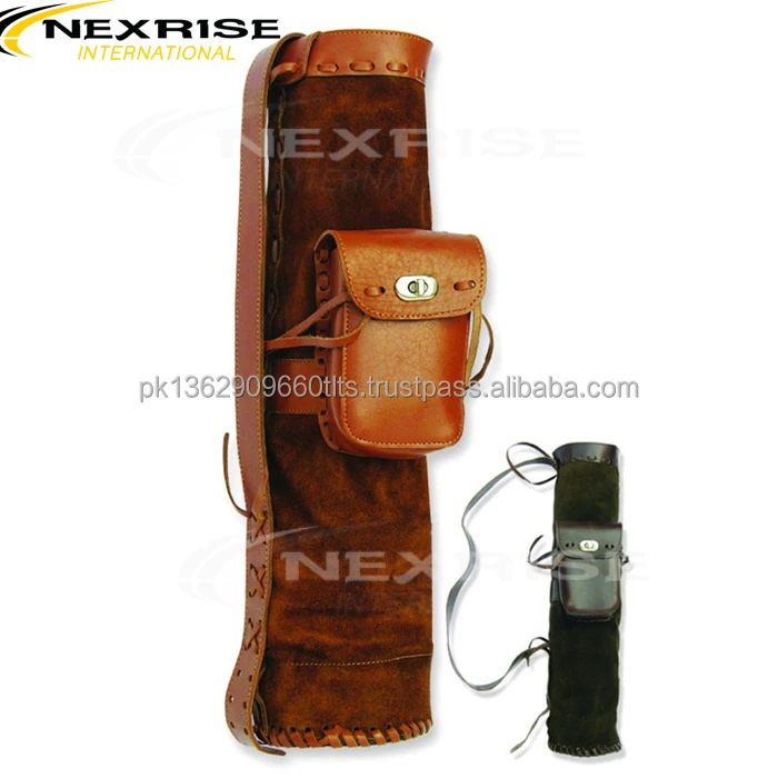 Traditional Archery Arrow Quiver Leather Shoulder Back Quiver For