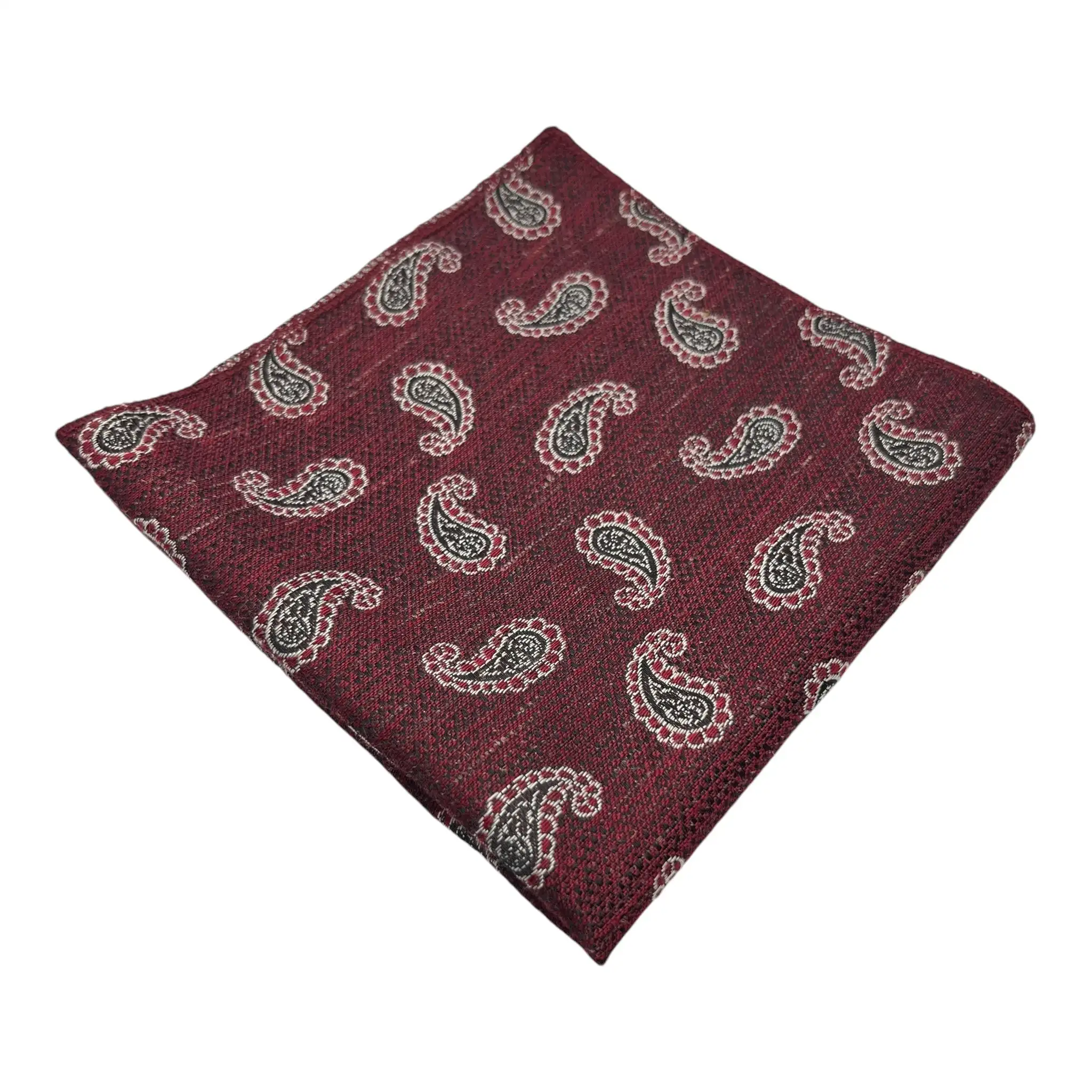 Tie Benon Paisley Broad Pattern Women's Plus Size Cashmere Tie and Pocket Square Combo Set in Lavender Maroon Blue