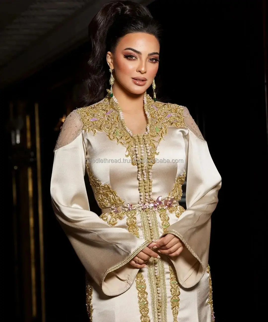 Luxurious Kaftan Women Dubai Embroidery Elegant Muslim Abaya Islam ...