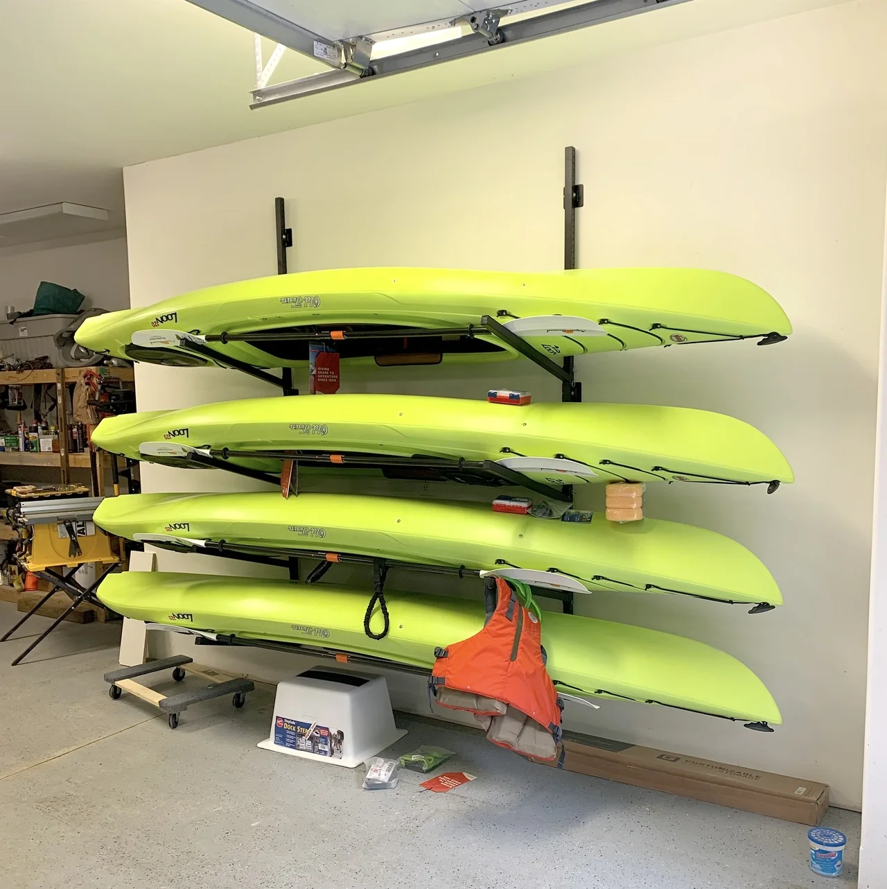 Multi Kayak Wall Storage Rack 4 Tier Heavy Duty Surboard Storage Rack