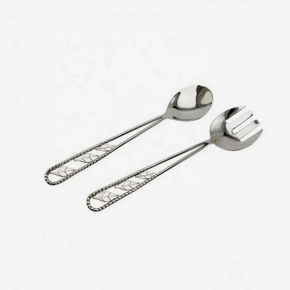 Набор серверов для салата из нержавеющей стали с бирюзовой синей эмалированной ручкой роскошные декоративные столовые приборы набор