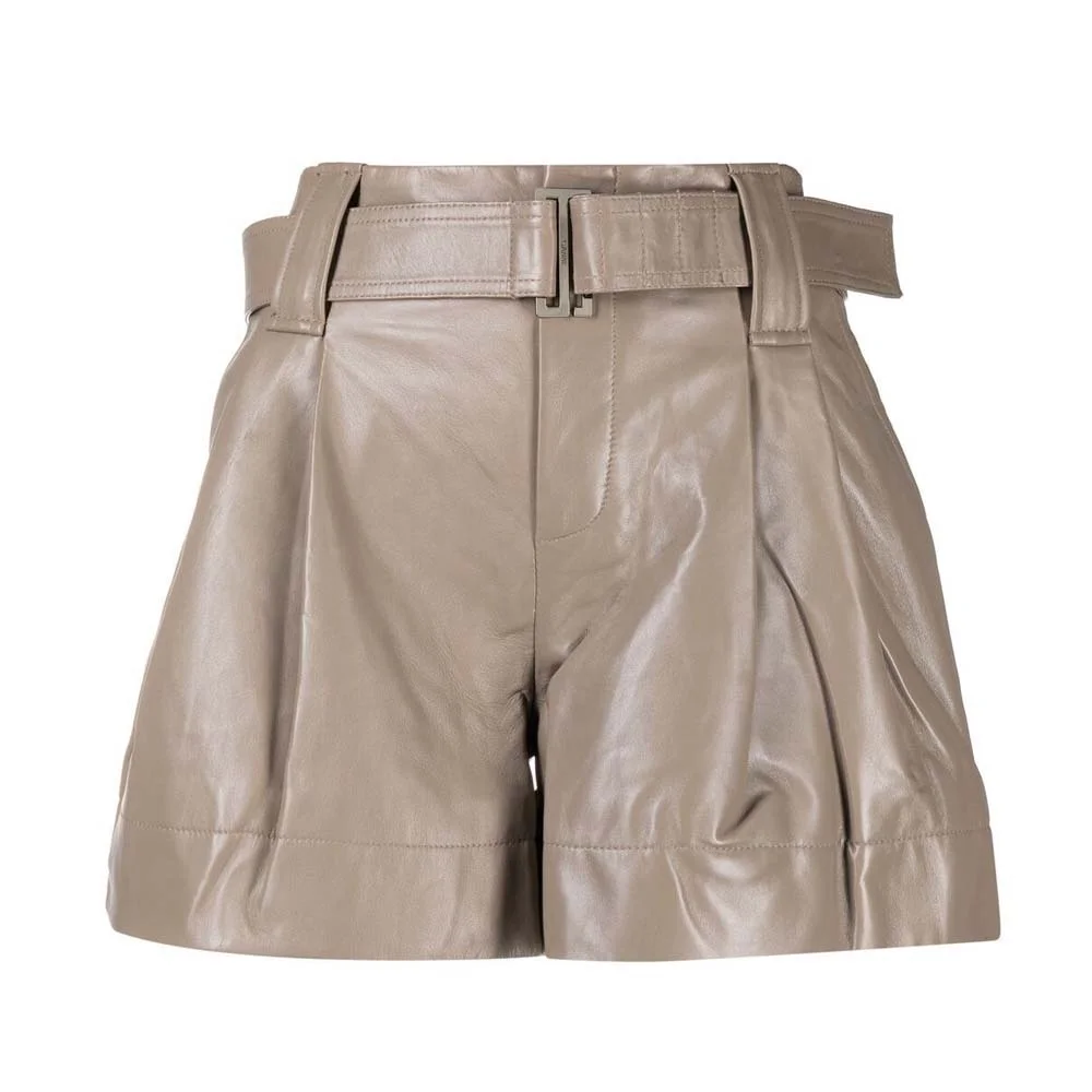 Shorts Women's Leather High Waist Belt 