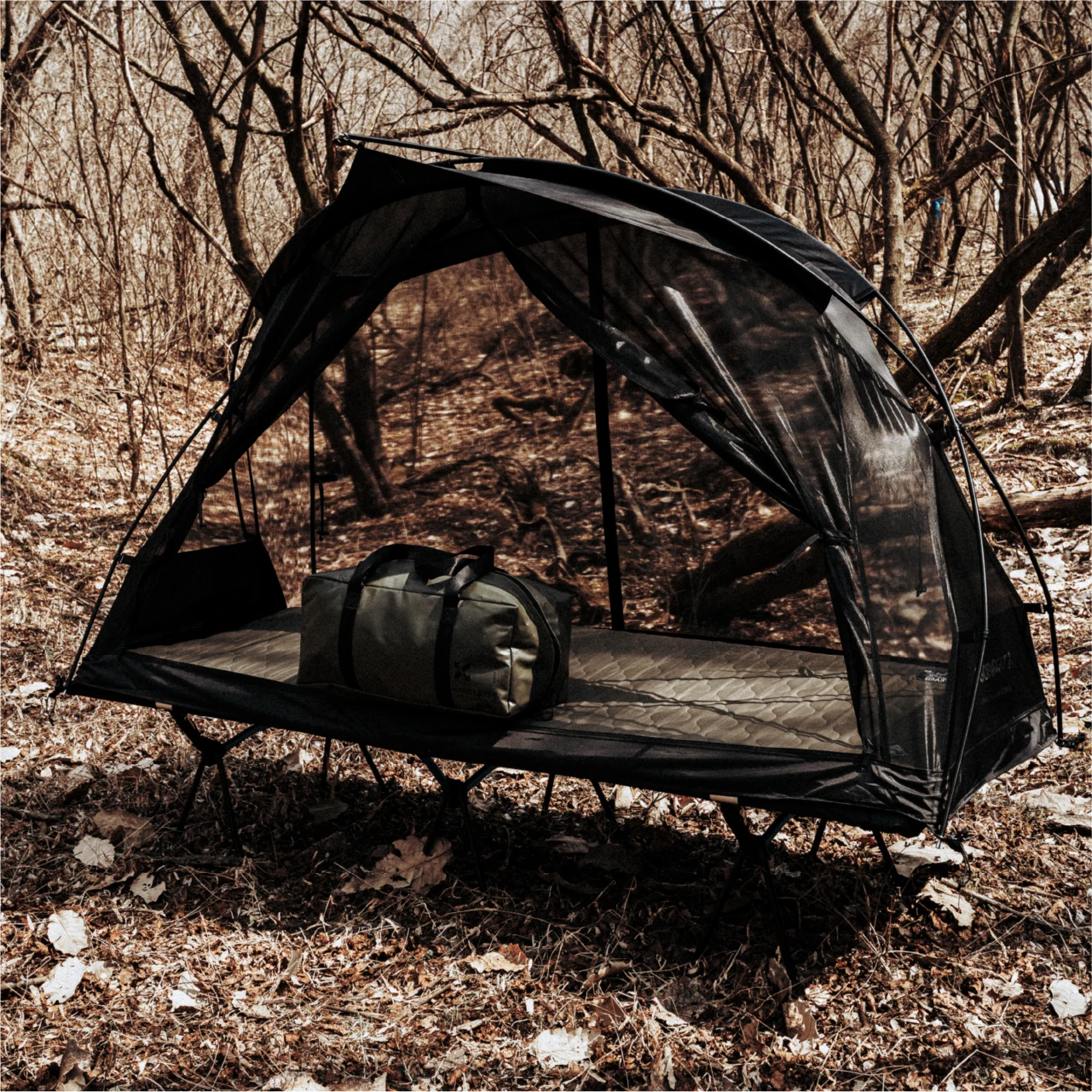 CAMVIL ケムビル　SORA COT　ブラック Camvil Sora Medium Black Mesh Cot Tent - Ideal for Solo Hiking