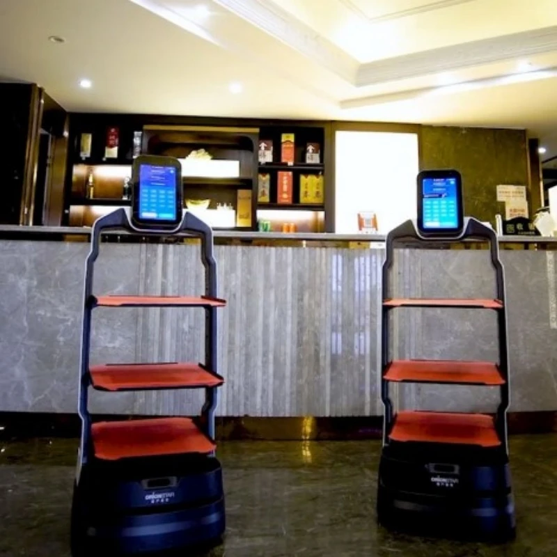AI Intelligent Human Interactive Food Delivery Service Robots Mall Supermarket in Restaurant Parts Delivery Robot