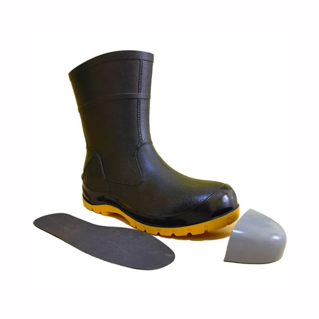 Unique Design Toe Guard Rubber Shoes Construction Shipyard Power Station Steel Toe Steel Midsole Low Cut Ankle PVC Rain Boots