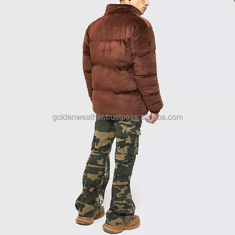Pakistan Golden Weather Velvet Funnel Neck Custom Vest Coat Bubble