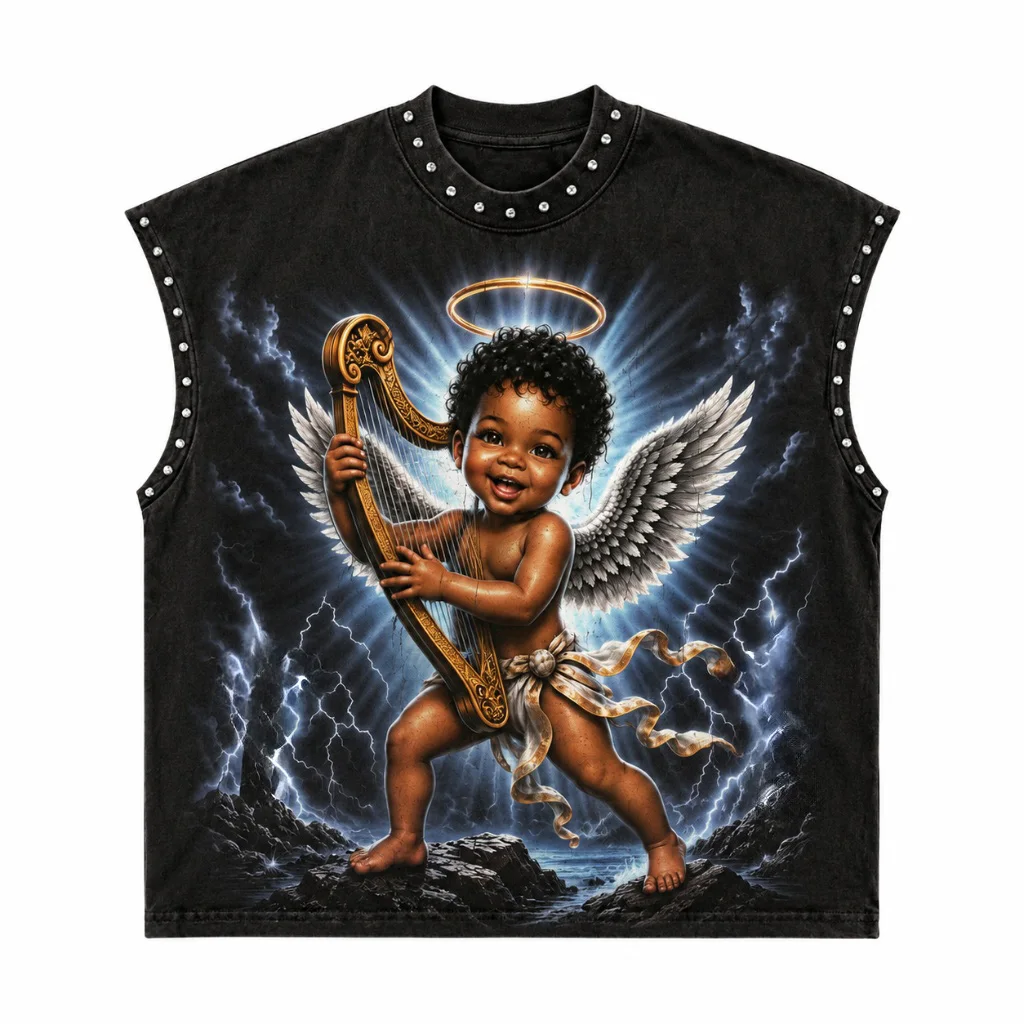 Glory Custom Rhinestone Graphic Printed Tank Top 100%Cotton Soft Fabric New Vintage Style Sleeveless T Shirt For Unisex Wear