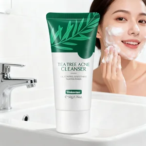 Organic Tea Tree Face Wash 50g Cream Skin Cleanser for Acne Control Relieves Acne and Balances Oil Secretion